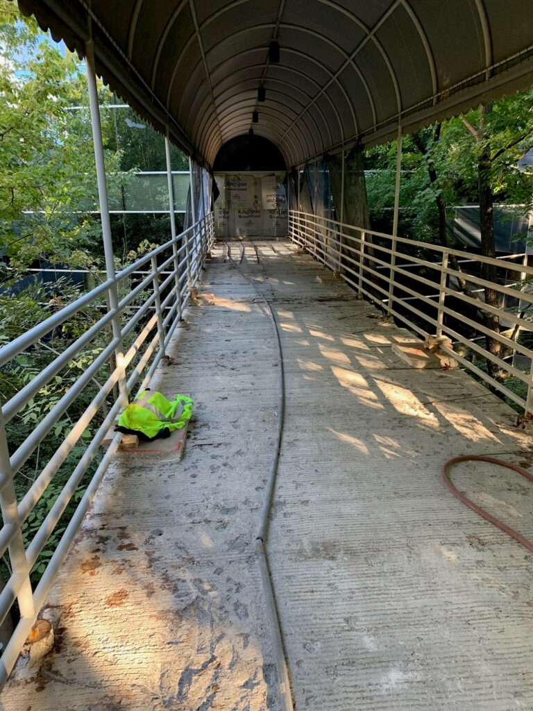 The pedestrian bridge before repairs